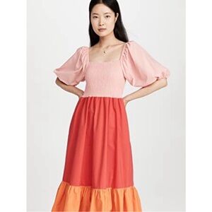 RHODE Eloise Colorblocked Midi Dress